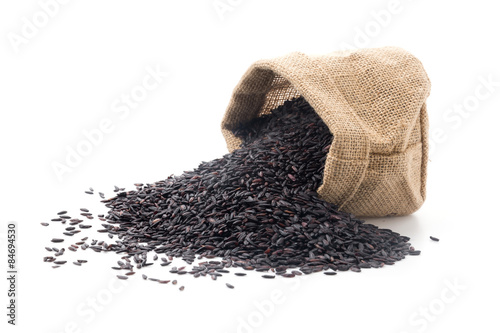 black sticky gaba rice isolated on white background photo