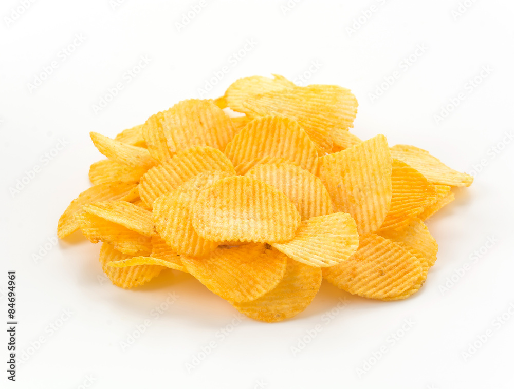 potato chips on white background potato chips on white background