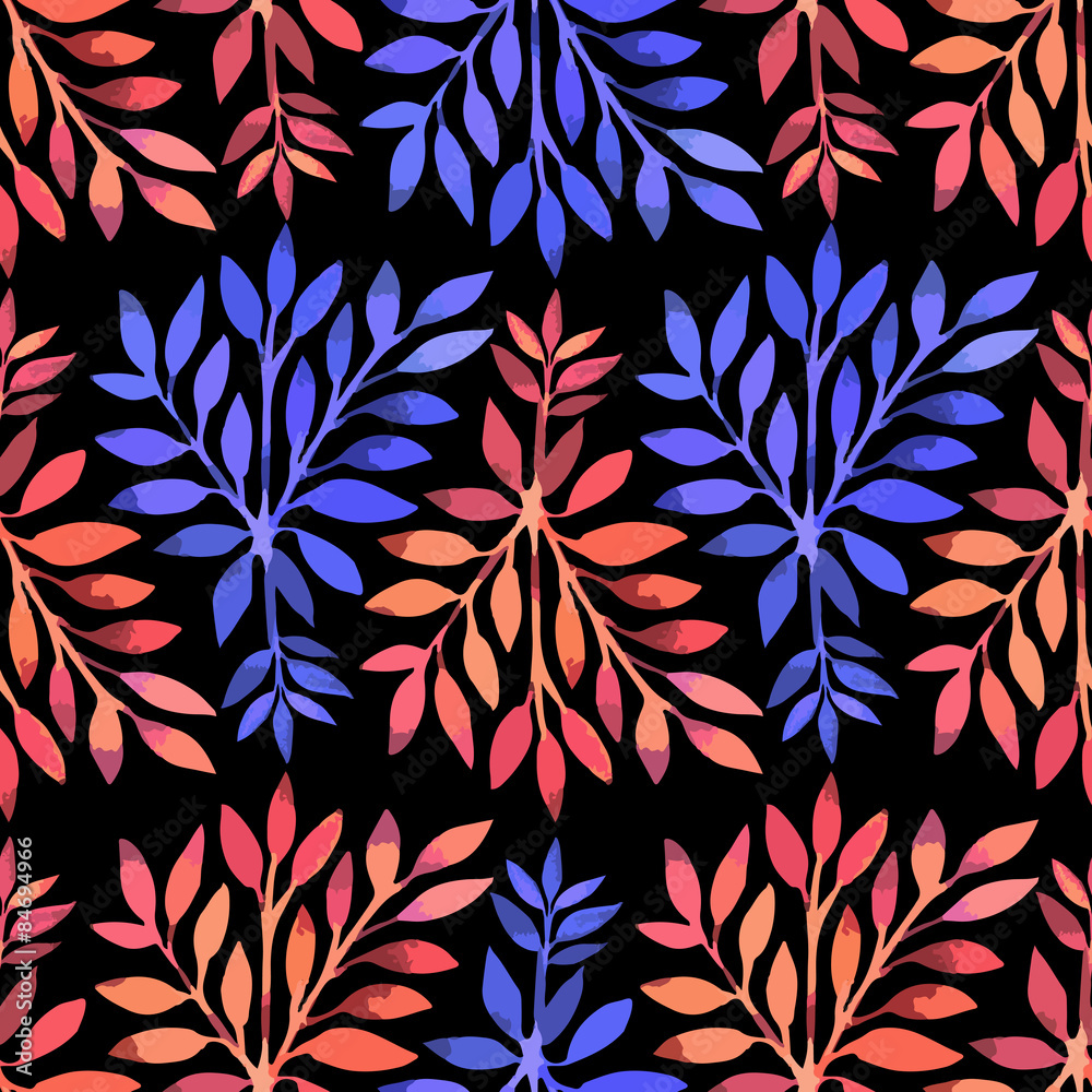Seamless pattern. Watercolor stems with leaves. Seamless pattern. Watercolor stems with leaves.