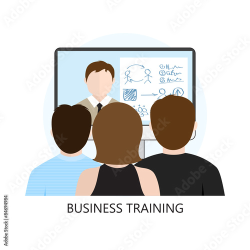 Business Training Icon Flat Design Concept