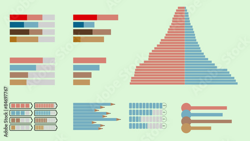 pie chart set icon, business elements and statistics