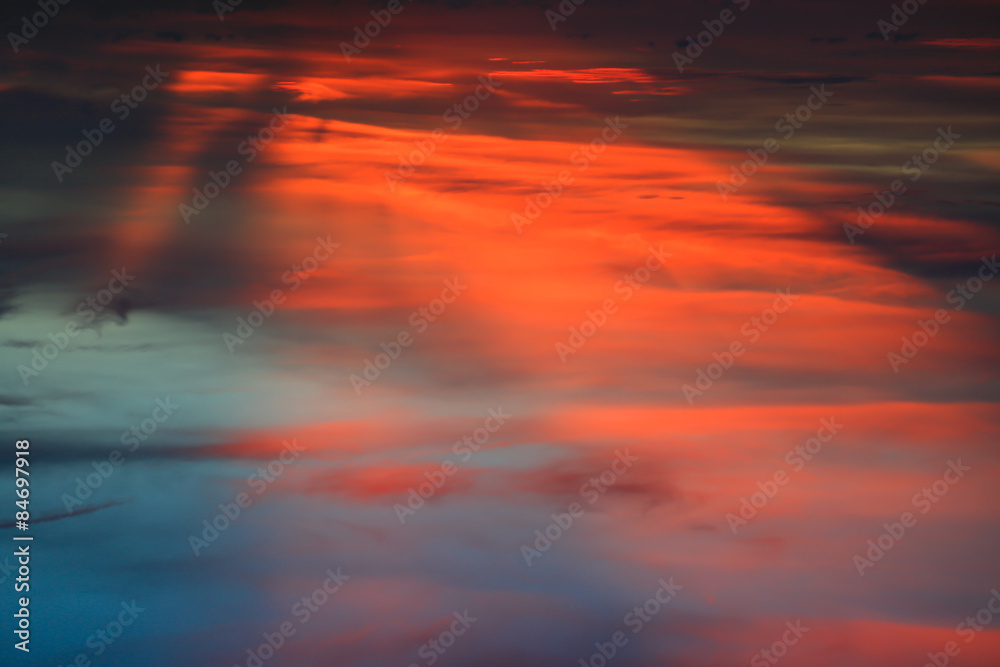 Colorful Red Sky Background or Red blood sky on good weather day. colorful sky.