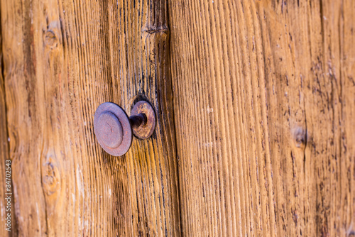 Door Handle. Old Door with Rusted Handle.