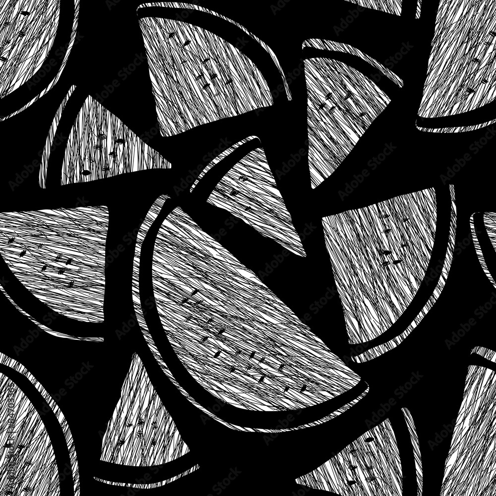 Naklejka premium Endless watermelon pattern, seamless fruit background. Abstract.