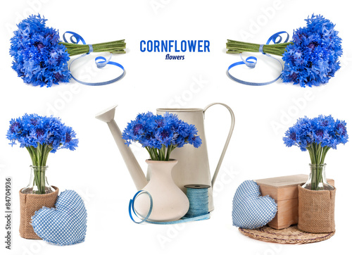 mix cornflower bouquet isolated