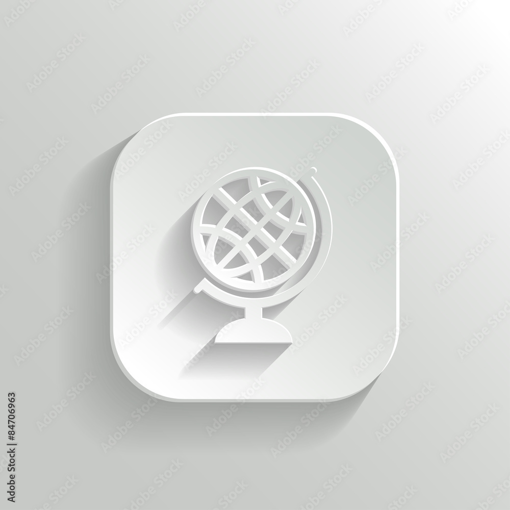 Globe icon - vector white app button Globe icon - vector white app button
