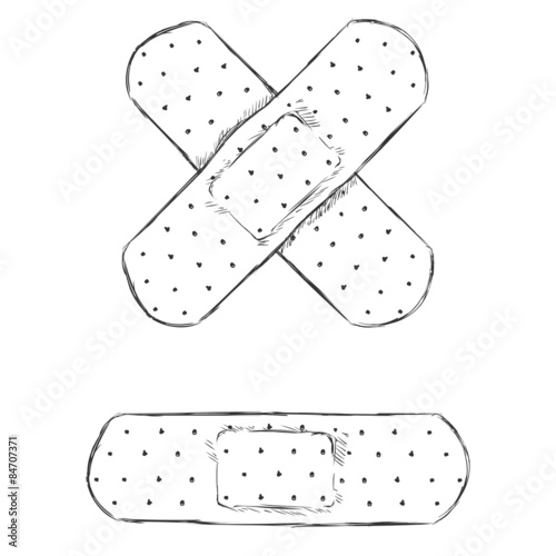Vector Sketch Bactericidal Plaster. Single and Cross.