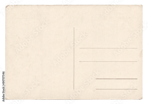 Blank old vintage postcard isolated