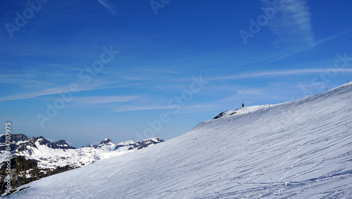 Titlis snow mountains with blue sky background
