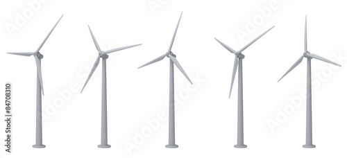 wind turbines isolated on white background