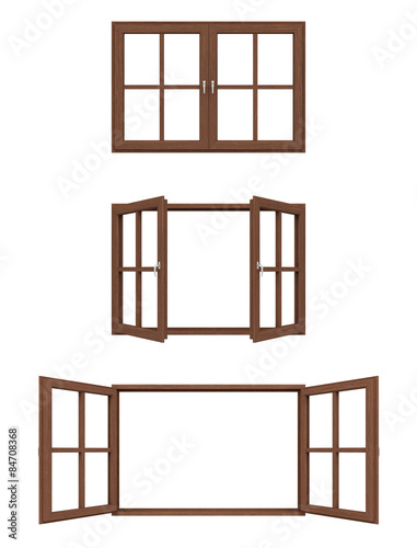 wooden window frame isolated on white background
