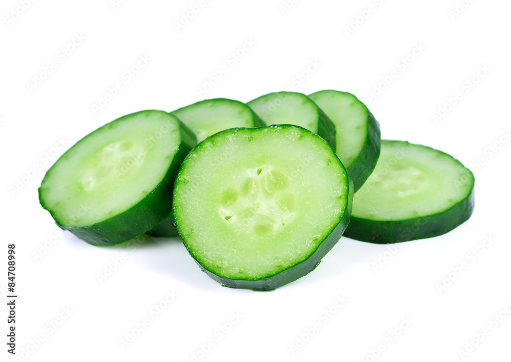 Cucumber slices isolated on white background Cucumber slices isolated on white background