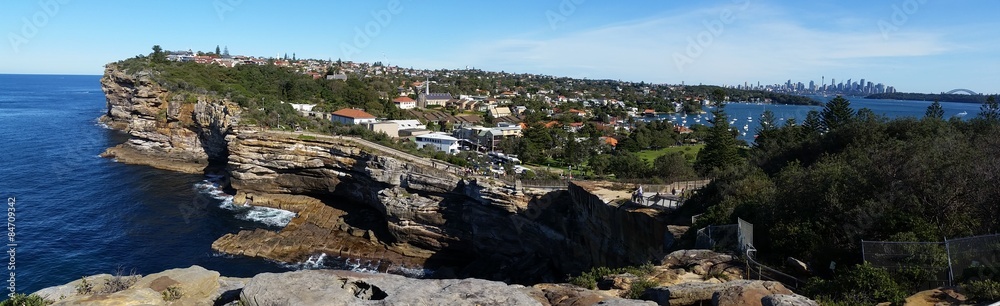 Sydney city panoramic from Watson Bay cliffs, Australia
