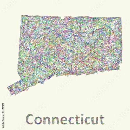 Connecticut colorful line art map