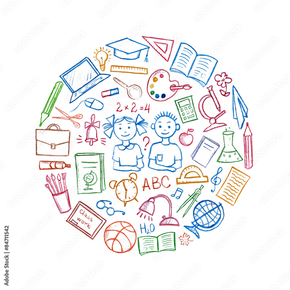 Set of school sign and symbol