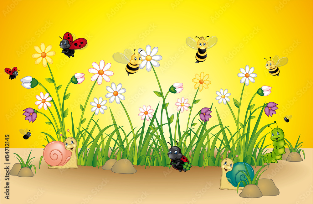 Naklejka premium Blumenwiese Sonnenuntergang