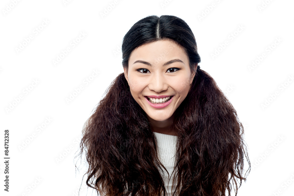 Young girl over white Young girl over white