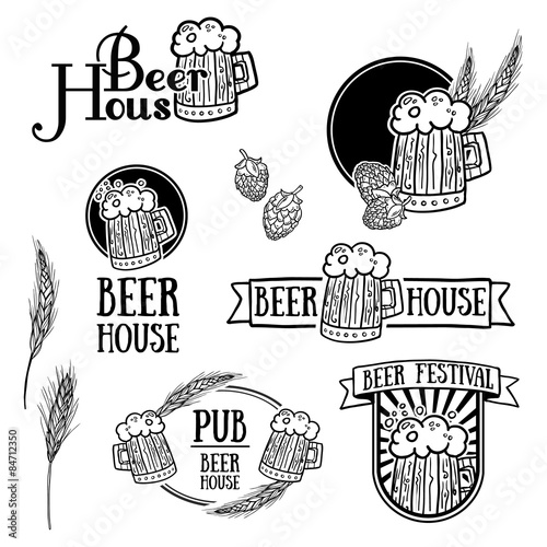 Set of vintage monochrome retro logos, icons, signs, badges or