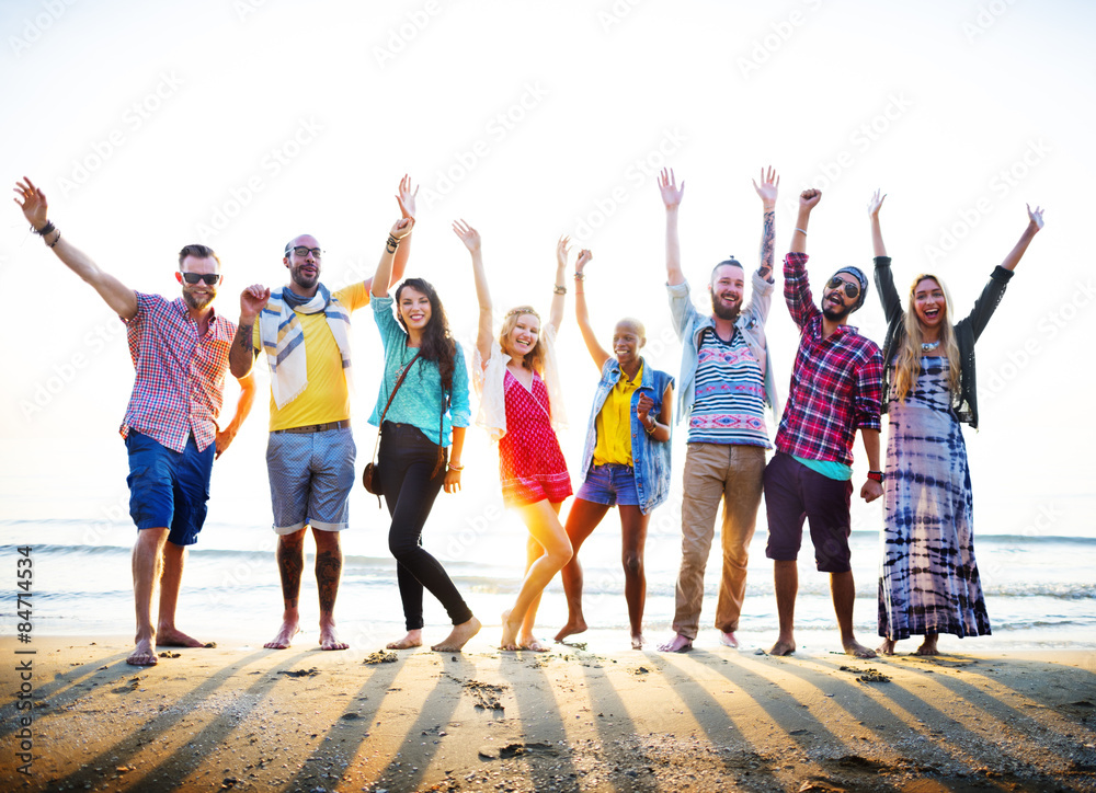 Fototapeta premium Teenagers Friends Beach Party Happiness Concept