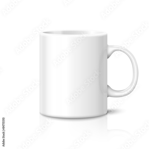 Blank photo realistic cup isolated on white background with