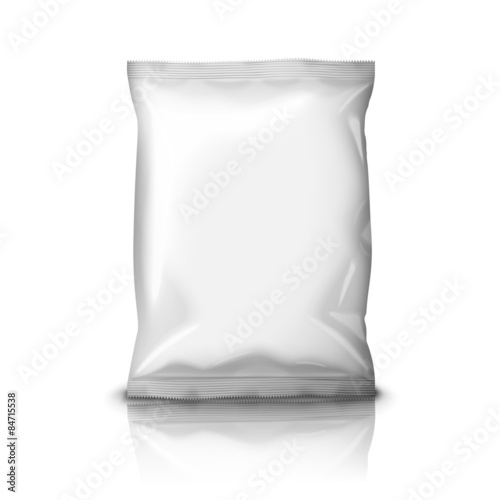 Blank realistic foil snack pack isolated on white background