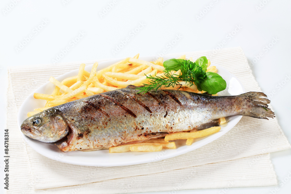 Grilled trout with French fries