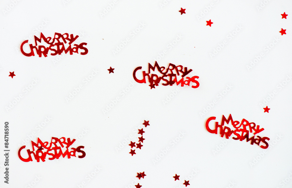 Merry Christmas letters and little Red Stars
