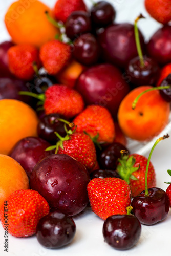 Summer Berries and Fruits cherries  strawberries  plums  apricot