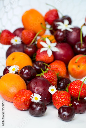 Summer Berries and Fruits cherries  strawberries  plums  apricot