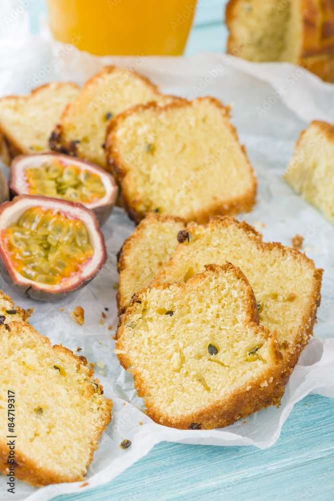 Passion Fruit Cake - Cake made with passion fruit juice. Traditional Brazilian dessert.
Passion Fruit Cake - Cake made with passion fruit juice. Traditional Brazilian dessert.