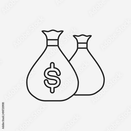 financial money bag line icon