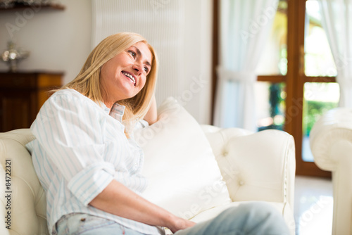 Woman relaxing on the couch