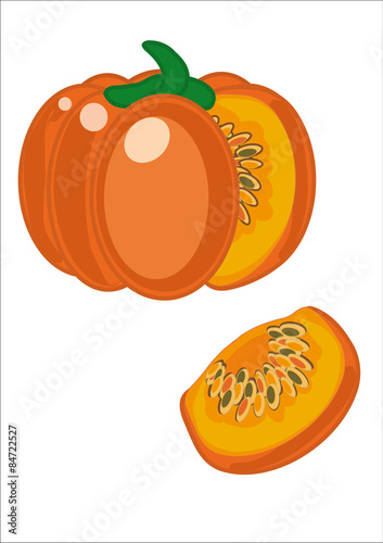 zucca tagliata a fette, isolata su sfondo bianco