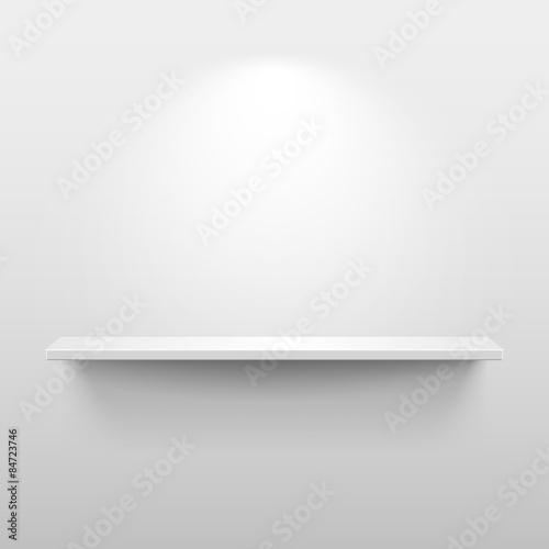 Shelf with shadow in empty white room