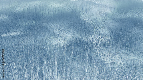Abstract ice rime blue texture on glass