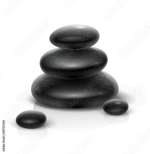 Spa stones black heap. Eps10 vector illustration. Isolated on