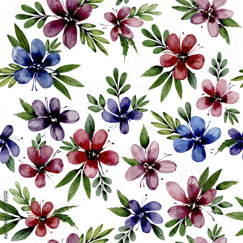 Seamless pattern wiht watercolor flowers