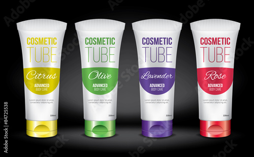 Cosmetic tubes template design vector objects