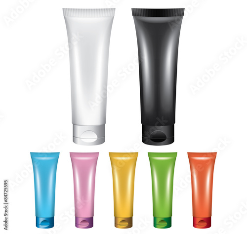 Blank cosmetic tubes isolated white vector objects