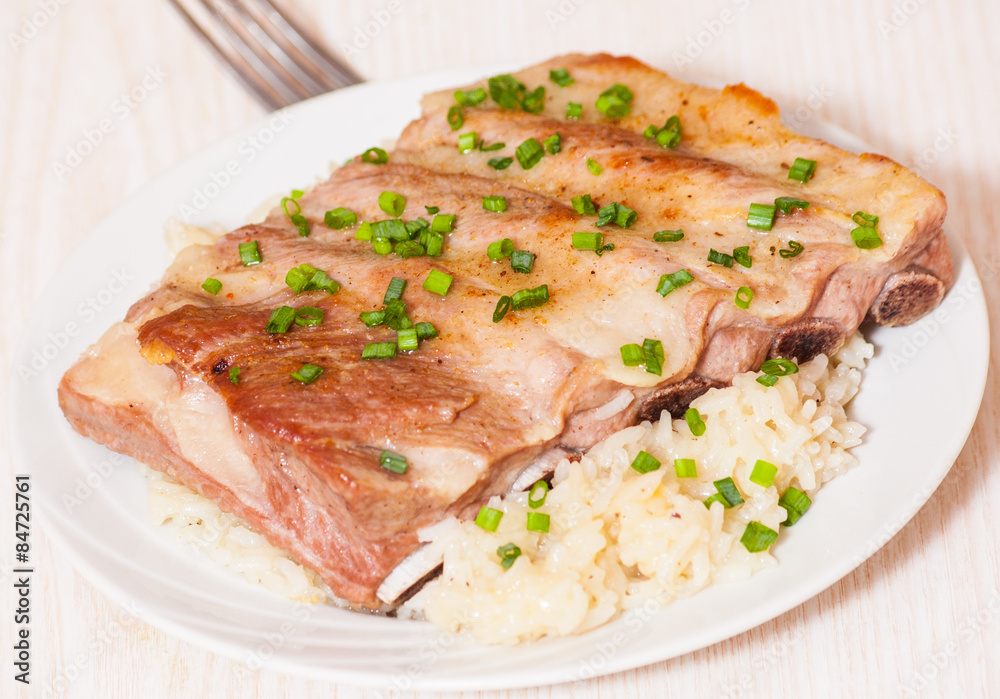 ribs with rice