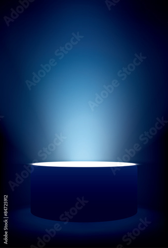 Illuminated stage showcase with lights, vector background
