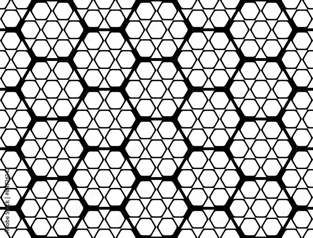 Fototapeta premium Design seamless monochrome hexagon geometric pattern