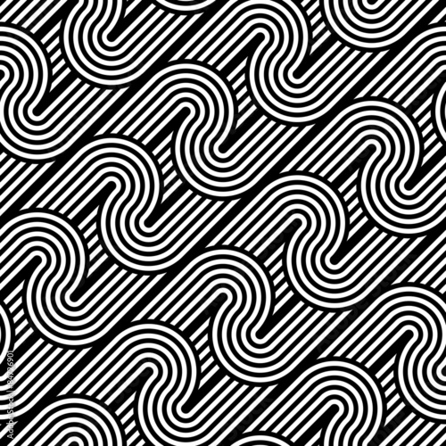 Design seamless monochrome waving geometric pattern