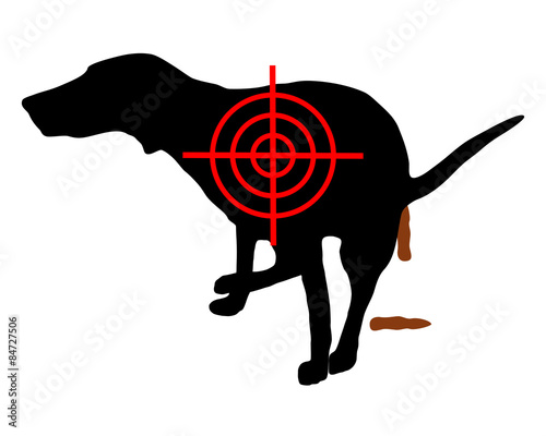Zielen auf kackenden Hund
