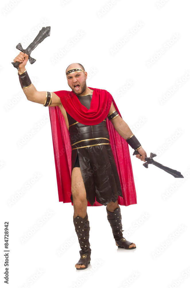 Gladiator with sword isolated on white Gladiator with sword isolated on white