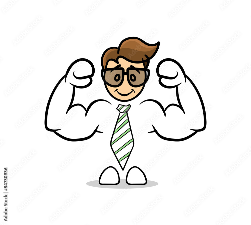 Cute cartoon businessman with big arms Cute cartoon businessman with big arms