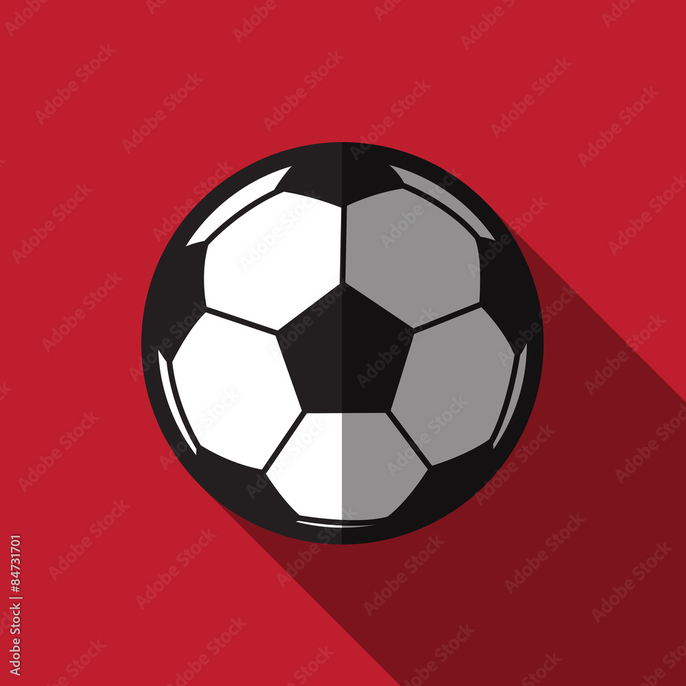 flat football icon over red background ,long shadow flat football icon over red background ,long shadow