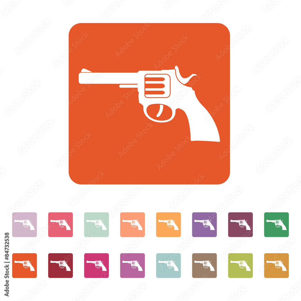 The revolver icon. Gun and weapon symbol. Flat The revolver icon. Gun and weapon symbol. Flat