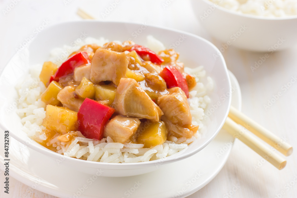 Sweet and sour chicken with rice Sweet and sour chicken with rice