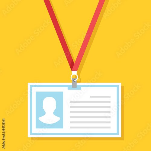 Trendy flat lanyard, name tag holder template